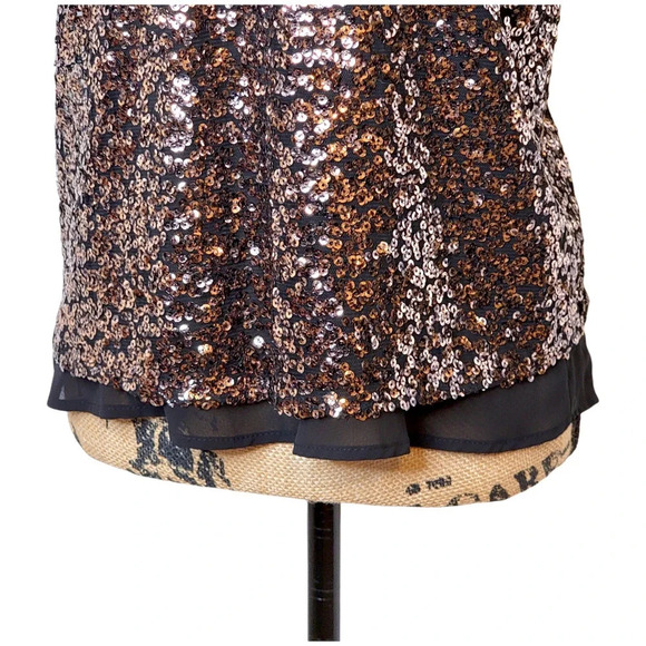 ONE LOVE CLOTHING Women's Regular Bronze Sequin Chiffon Dressy Tank Size Small - Picture 7 of 14